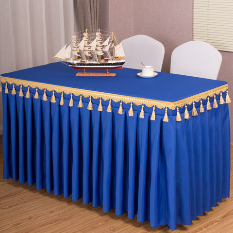 Honorable Table Skirt Exhibition Meeting Hotel Decoration Rectangular Tablecloth Table Cover Royal Blue Decoration Coffe Table ► Photo 1/5