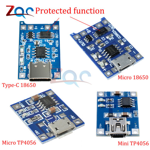 type-c Micro Mini USB 5V 1A 18650 TP4056 Li-ion Lithium Battery Charger Module Charging Board Connector W/ Protection Functions ► Photo 1/6