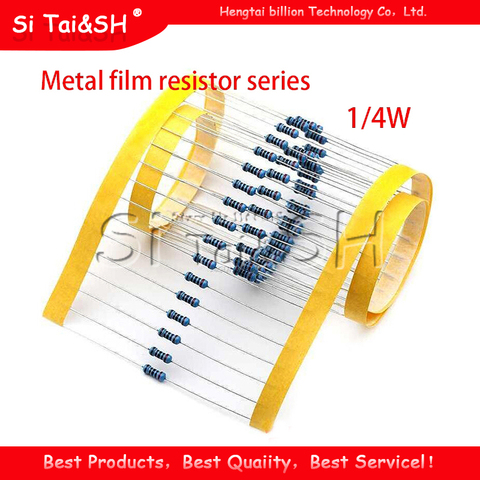 100pcs Metal film resistor series 1/4W 1R~2.2M 1% 100R 220R 1K 1.5K 2.2K 100 220 1K5 4.7K 10K 22K 47K 100K 2K2  4K7 ohm ► Photo 1/1