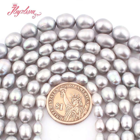 5-6,8-9,9-10mm Freshwater Pearl Gray Oval Shape Loose Beads Natural Stone Beads For DIY Necklace Bracelet Jewelry Making 15