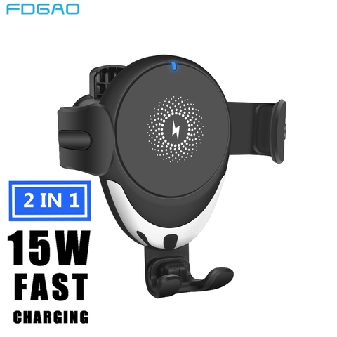 FDGAO 15W Qi Wireless Car Charger Gravity Car Phone Holder for Samsung S20 S10 S9 Fast Charging Stand For iPhone 11 Pro X XS XR ► Photo 1/6