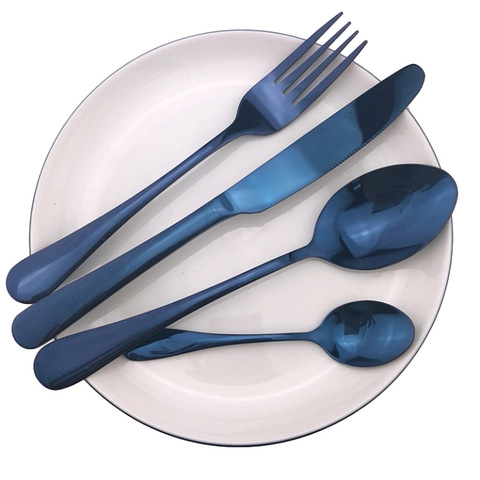 Blue Icespoon Stainless Steel Cutlery Set Flatware Dinner Set Light Portable Bag Sharp Steak Knife Forks Spoons Teaspoon 1 pcs ► Photo 1/6