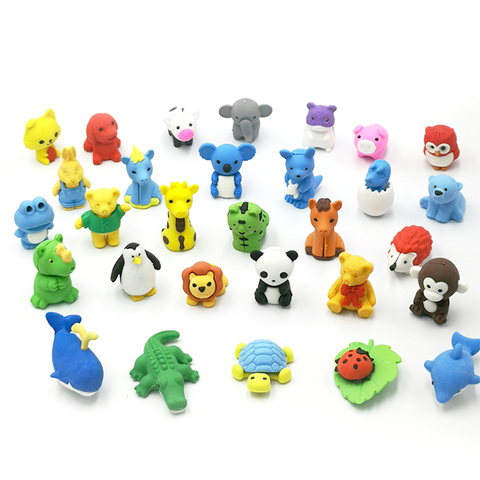 50pcs / lot Varies Animal Erasers Novelty Different Kinds of Animal Erasers Panda / Tiger / Elephant ... ► Photo 1/6