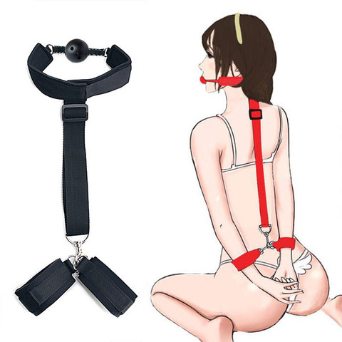 Bdsm Bondage Slave Collar Handcuffs & Ankle Cuffs Restraints Slut Mouth Gag Adult Sex Toys For Couples Woman Fetish Accessories ► Photo 1/1