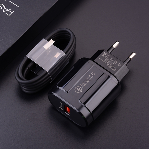 OPPO F7 A9 Realme 6 Pro X2 C2 X50 Phone QC 3.0 USB Fast Charger Plug Adapter Type C Micro Cable For Huawei Y9 P40 Honor 7a 9s 9x ► Photo 1/6