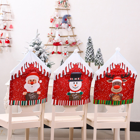 Noel Santa Claus Christmas Non-woven Dinner Table Red Hat Chair Back Covers Xmas Christmas Decorations for Home New Year 2022 ► Photo 1/6