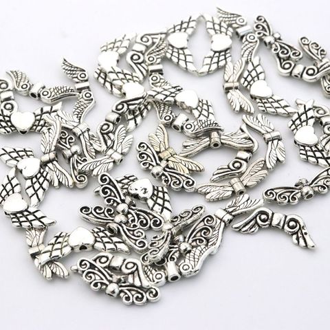 50 pcs Heart Dragonfly Angle Wing Loose Spacer Metal Beads For Jewelry Making Finding Bracelet Necklace Accessories Wholesale ► Photo 1/6