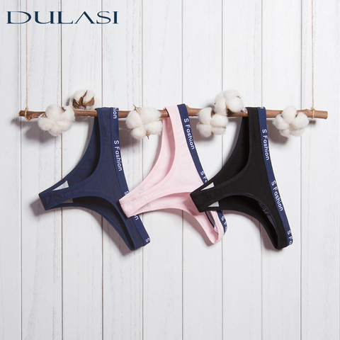 DULASI Women's Cotton G-String Thong Panties String Underwear Women Briefs Sexy Lingerie Pants Intimate Ladies Letter Low-Rise ► Photo 1/6
