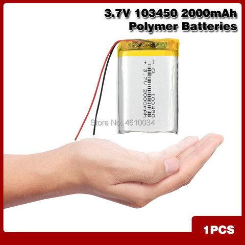 High Capacity 103450 3.7 V Lithium Polymer Battery 2000 Mah Li-po Li-polymer MP5 GPS Bluetooth Speaker Cells Solar Lamp ► Photo 1/6