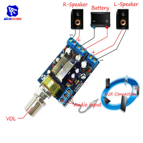 diymore TEA2025B 2.0 Audio Stereo Amplifier Module 3W+3W 2 CH Audio Amplifier Board with Adjustable Potentiometer DC 5 -12V ► Photo 1/6
