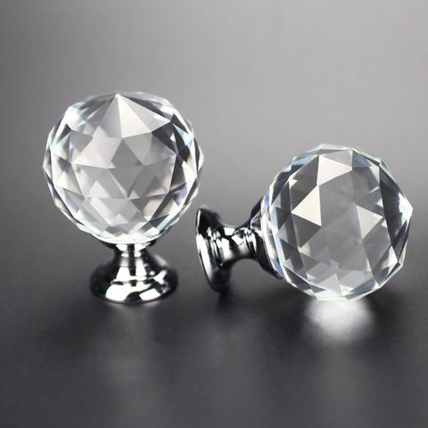 25mm 30mm Round Diamond Clear Crystal ball Glass Knobs Kitchen Handles Drawer Knobs Desk Drawer Handle Hardware Cupboard Pulls ► Photo 1/6
