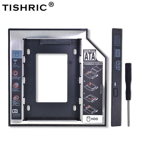 TISHRIC 2nd HDD Caddy 12.7mm/9.5mm Optibay SATA 3.0 2.5 SSD Hard Disk Drive HDD Case/Box/Enclosure For Laptop CD-ROM Adapter ► Photo 1/6