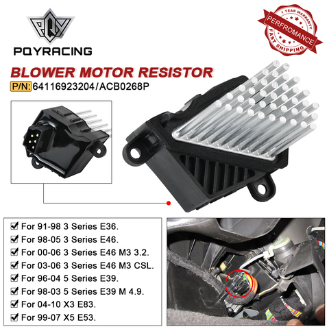 High Quanlity Final Stage Car Heater Blower Motor Resistor for BMW E46 E39 X5 X3 64116923204 64116929486 64118385549 64118364173 ► Photo 1/6