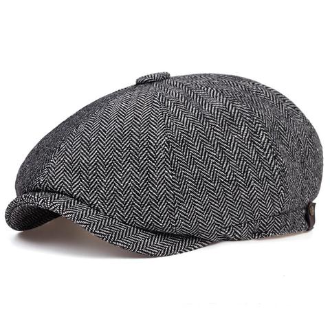 Fashion Wool Newsboy Caps New Men Herringbone Flat Caps Women Coffee British Gatsby Cap Autumn Winter Woolen beret Hat casquette ► Photo 1/6