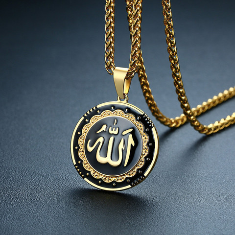 ZORCVENS New Gold/Silver Color Stainless Steel Arabic Islamic God Allah Pendant Necklace Muslim Women Charm Jewelry ► Photo 1/6