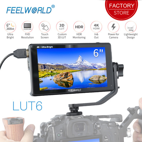 FEELWORLD LUT6 6 Inch Ultra Bright 2600nits HDR 3D LUT Touch Screen Field DSLR Monitor 4K HDMI Full HD 1920x1080 IPS for Camera ► Photo 1/6