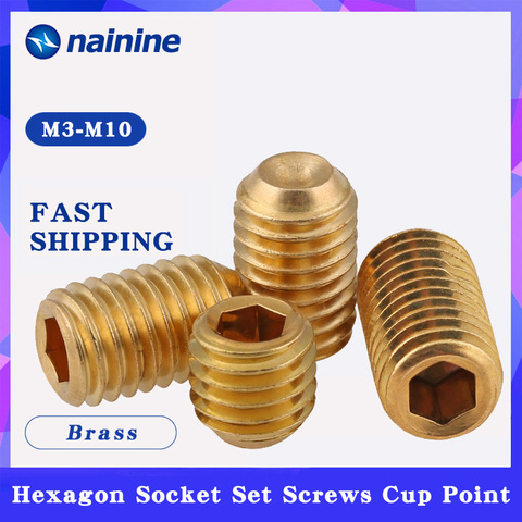DIN916 [M2-M10] Hexagon Socket Set Screws With Cup Point Brass Grub Screw Bolts B096 ► Photo 1/2