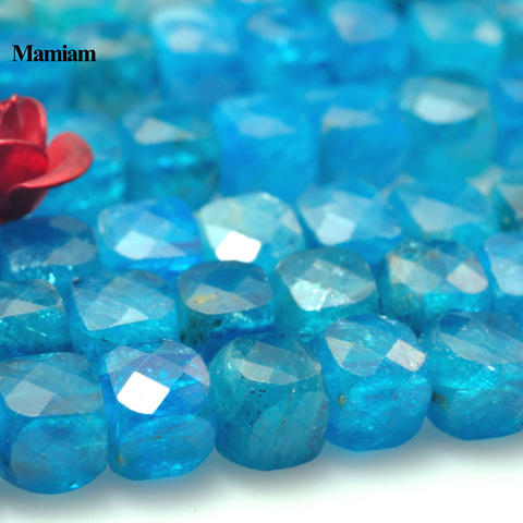 Mamiam Natural A Blue Apatite Faceted Square Loose Beads 3.8+-0.2mm Stone Bracelet Necklace Diy Jewelry Making Gift Design ► Photo 1/5