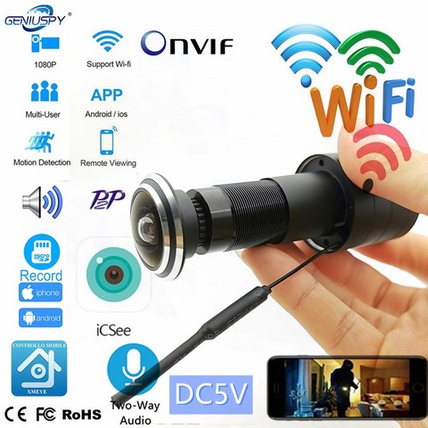 1080P Security Wifi Wireless Door Eye camera IP Gate Yard Bullet Wide Angle FishEye Lens Mini Peephole CCTV P2P Onvif ICSEE App ► Photo 1/6