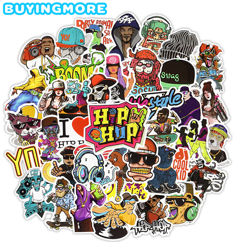 50 PCS Hip Hop Sticker Cool DJ Rap Graffiti Rock Vinyl Stickers for Adults DIY Bike Laptop Skateboard Stickers Decals Waterproof ► Photo 1/6