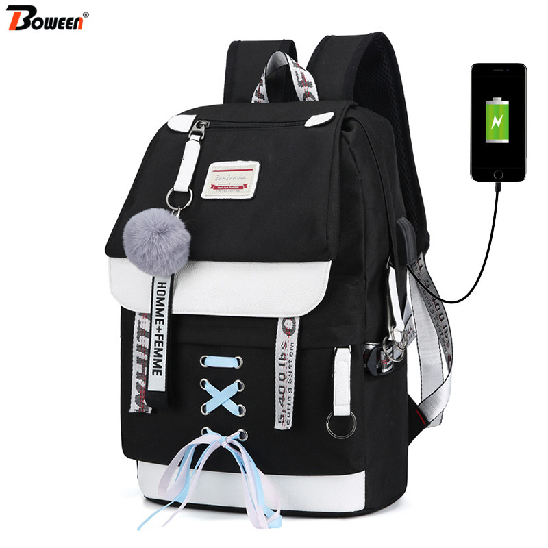 Canvas School Bags for Girls Teenagers Backpack Bookbags Black 2022 Large Capacity Middle High College Teen - Price history & Review | AliExpress Seller - Shop4674068 Store | Alitools.io