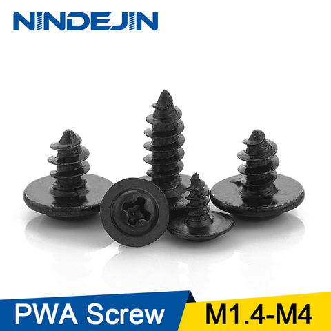 NINDEJING Hardware Black Screw PWA Cross Round Head With Cushion Self-tapping Screw Pan Head M1.4 M1.7 M2 M2.3 M2.6 M3 M3.5 M4 ► Photo 1/6