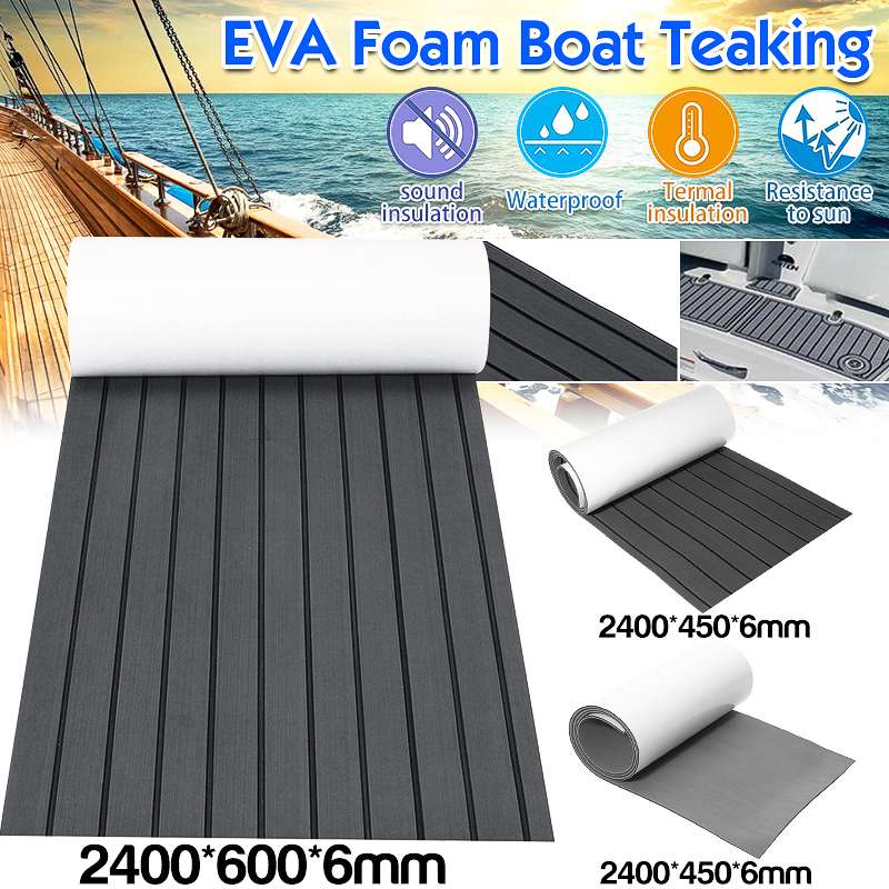 Self-Adhesive Foam Teak Decking EVA Foam Marine Flooring Faux Boat Decking Sheet Accessories Marine Gray Black 2400x600x6mm ► Photo 1/6