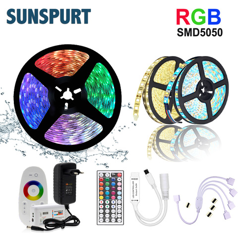 5M-20M SMD2835 5050 LED Strip DC12V RGB / RGBW / RGBWW Flexible Light Tape RGB Color LED Strip Set +Remote Control+Power Adapter ► Photo 1/6