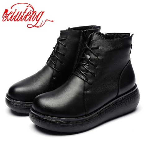 2022 new ethnic style casual women's boots leather wild platform platform shoes non-slip waterproof women's Ankle boots ► Photo 1/6