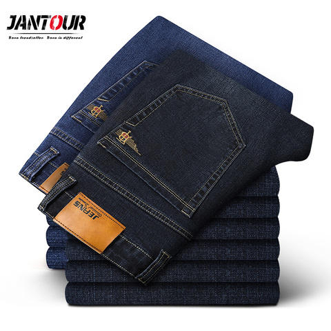 Brand Men's Straight Elastic Cotton Jeans Men Fashion Business Classic Style Jean Denim Pants Trousers Big Size 35 40 42 44 46 ► Photo 1/6