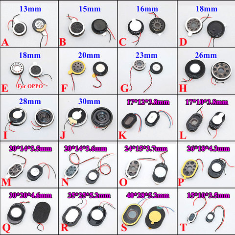Round Loudspeaker 13mm 15mm 17 18 20 23 26mm 28 30 35 40 mm Buzzer Ringer Sound Speaker Replacement For Cell Phone With Two Line ► Photo 1/2