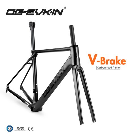 OG-EVKIN CF025 T1000 Carbon Road Bike Frame V Brake UD Matt BB86 Frame Road Carbon Bicycle 1-1/8