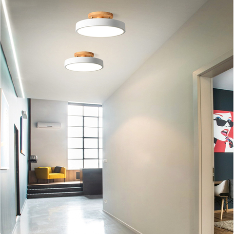 Modern simple wood & metal 12W LED colorful ceiling light aisle corridor entrance cloakroom living room bedroom restaurant ► Photo 1/6