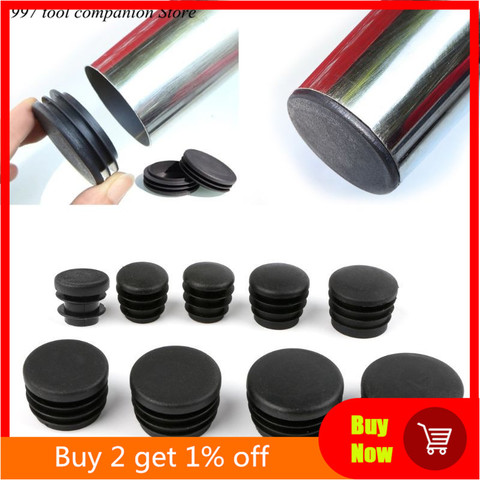 10Pcs Black Plastic Furniture Leg Plug Blanking End Cap Bung For Round Pipe Tube Hot-selling ► Photo 1/6