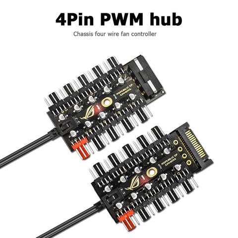 10 Ports PWM Fan Hub Splitter Controller,Molex IDE 4P to 10 4pins CPU Case  Fan Adapter w/ 30CM Power Cable,Compatible with 3pin