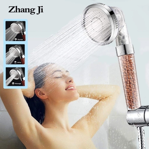 ZhangJi 3 Modes Bath Shower Adjustable Jetting Shower Head High Pressure Saving Water Bathroom Anion Filter Shower SPA Nozzle ► Photo 1/6
