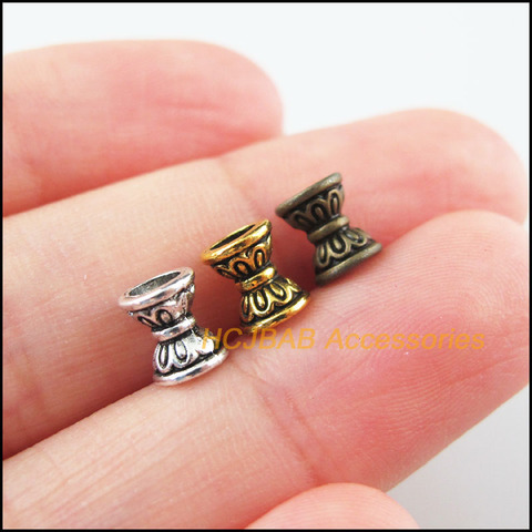 90Pcs Retro Tibetan Silver Tone Antiqued Bronze Gold Lotus Flower Spacer End Beads Charms 6.5mm ► Photo 1/3