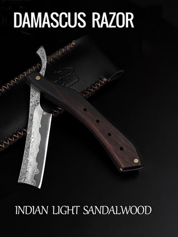 Retro Damascus Razors Are Made By Hand Gold High Damascus Steel Folding S-Afety Straight Barber Razor Sandalwood Handle G0527 ► Photo 1/6