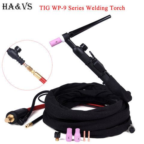 WP9 WP9FV WP9F TIG Welding Torch Gas-Electric Integrated Rubber Super Soft Red Hose 4M 35-50 Euro Connector 13FT Air Cooled ► Photo 1/6