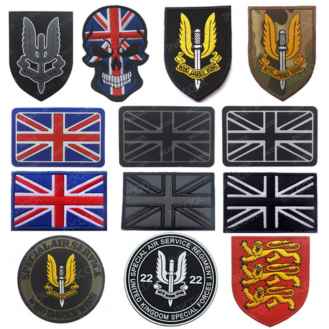 SAS United Kingdom Flag Reflective Embroidery Patch British Army Military Patches Tactical Emblem Appliqued UK Embroidered Badge ► Photo 1/6