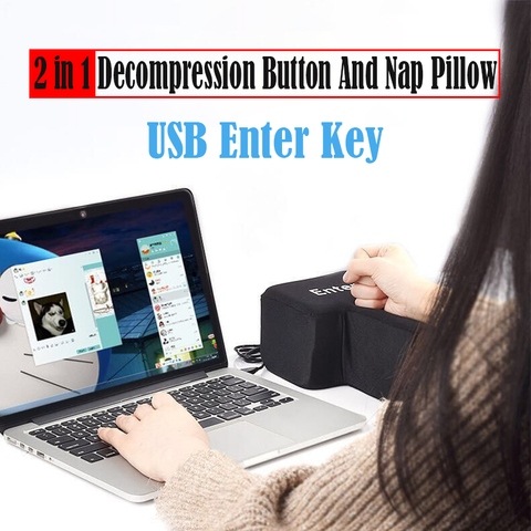 USB Enter Key Anti Stress Decompression Button Nap Desktop Pillow Return Key For Laptop PC Offices Programmer Big Vent Soft Toy ► Photo 1/6