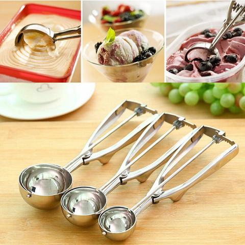 27 New Kitchen Ice Cream Mash Potato Scoop Stainless Steel Spoon Spring Handle Kitchen Accessories Wholesale 3 size for choose ► Photo 1/6