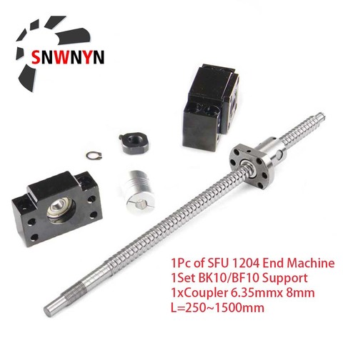 SFU1204 Suit Rolled Ball Screw C7 With End Machined Length 250 300 400 500 1000mm +1204 Ball Nut + BK/BF10 End Support + Coupler ► Photo 1/6