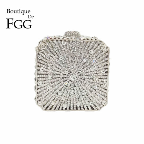 Boutique De FGG Dazzling Crystal Women Evening Box Clutch Bag Wedding Bridal Minaudiere Handbags and Purses Ladies Party Clutch ► Photo 1/6