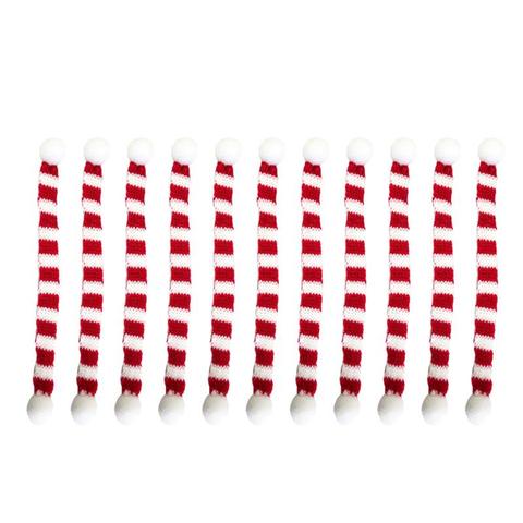 6/12pcs Red And White Mini Christmas Scarf Christmas Stripes Red Wine Bottle Knit Scarf Doll Cover Xmas Party Decoration Cover ► Photo 1/6