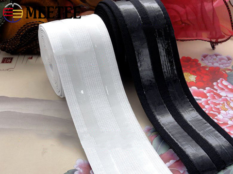 Meetee 2/4Meters 5cm Black White Nylon Polyester Non-slip Silicone Elastic  Band DIY Cloth Sewing Pants Belt Stretch Bands EB038