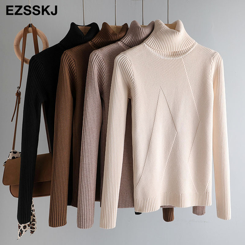 2022 thick Knitted Women high neck Sweater Pullovers Turtleneck Autumn Winter Basic Women Sweaters Slim khaki jacket Pullovers ► Photo 1/6