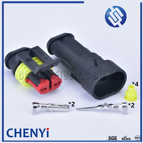 5 sets 2 Pin way Female Male AMP Tyco SuperSealed 282104-1 282080-1 Waterproof Electrical Automotive Connector Plug For car ► Photo 1/6