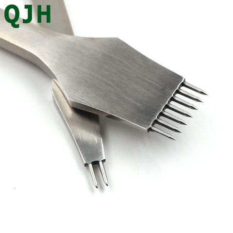 Newest Leather Punching Pricking Round Chisel Tools 3mm&4mm Spacing 2+7 Prong,DIY Handmade Stitching Leather Craft Treatments ► Photo 1/6