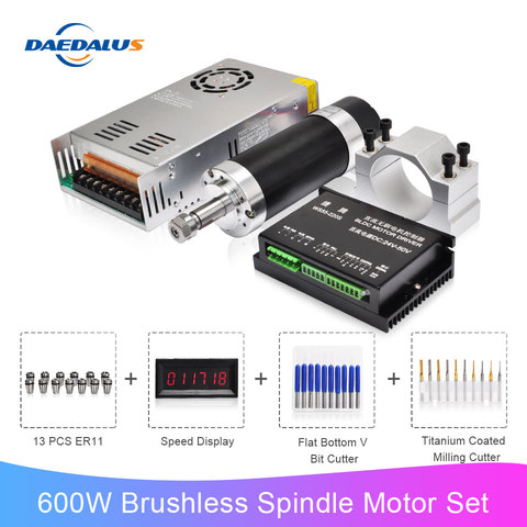 600W CNC Spindle ER11 Brushless DC Motor 55MM Clamp Bracket Switching Power Supply Stepper Motor Driver 13pcs ER11 Collet Chuck ► Photo 1/6